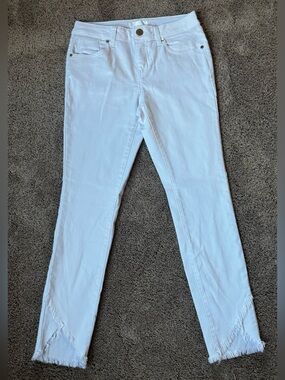 1822 Denim Butter Skinny Jeans Crisp White Raw Cut Ankle size 4